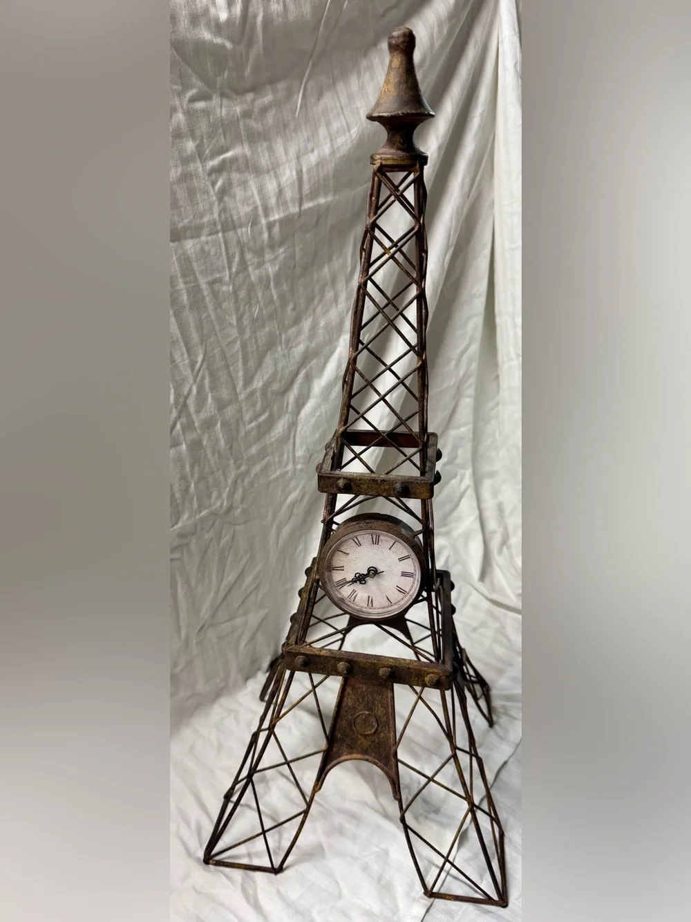 Rustic Brown Eiffel Tower Wall Clock - Home Decor
